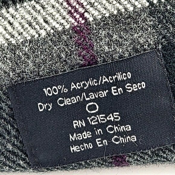 Plaid Preppy Dark Academia Scarf With Fringe Design In Black Burgundy & Gray - Picture 3 of 5